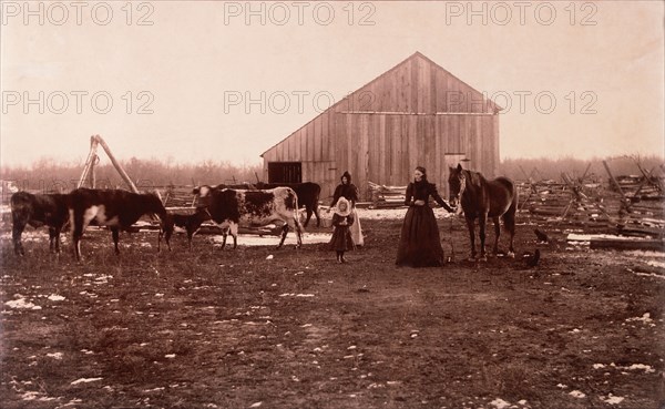 Farm Scene with Family and Livestock, circa 1910