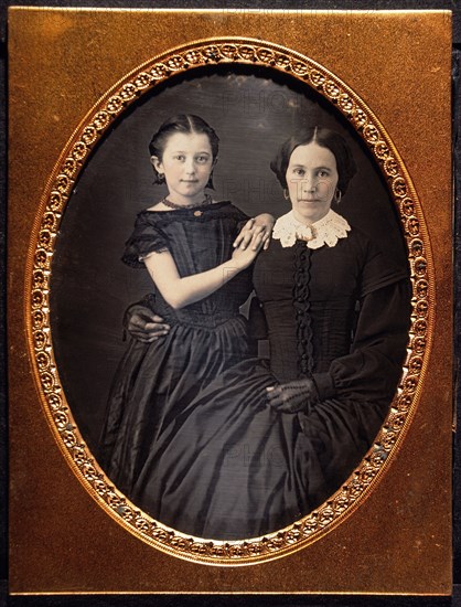 Mother and Young Daughter, Portrait, Daguerreotype, circa 1850's