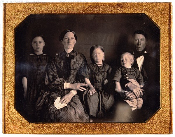 Couple With Two Daughters and Son, Portrait, Daguerreotype, circa 1850's