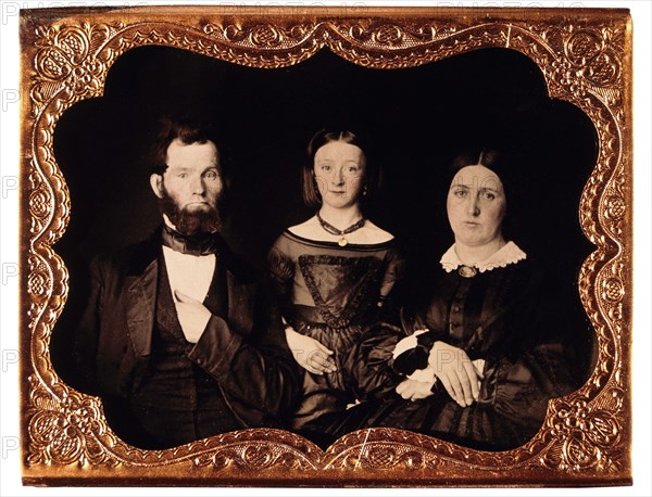 Couple with Daughter in Formal Attire, Portrait, Daguerreotype, circa 1850's