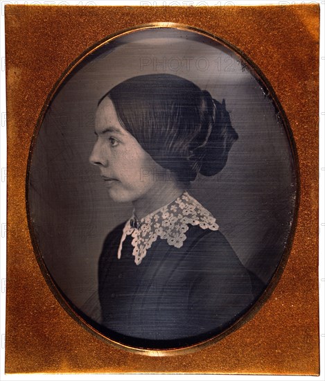 Young Woman with Lace Collar, Profile Portrait, Daguerreotype, circa 1850's