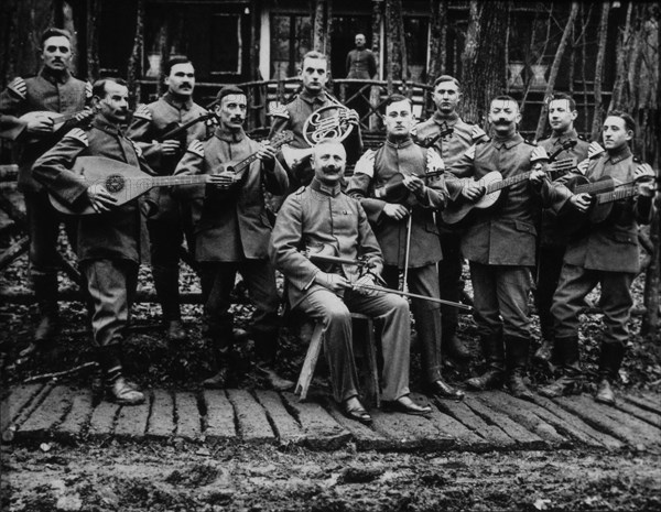 WWI Military Band Featuring Mandolins and Lutes, circa 1910's
