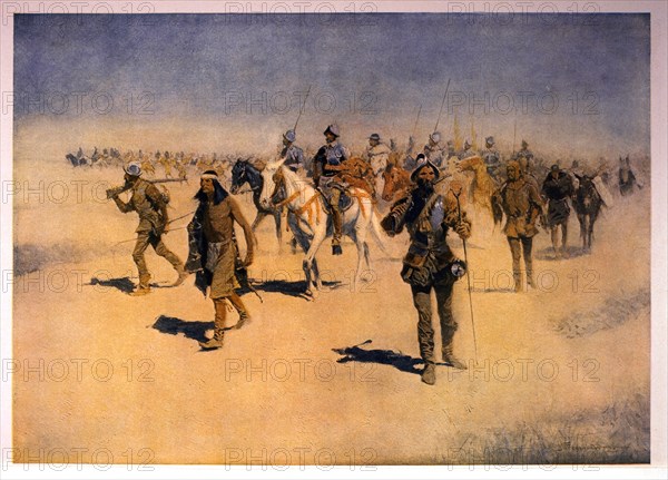 Francisco Coronado on 1540 Expedition From Mexico Through American Southwest, 1905 Lithograph of Painting by Frederic Remington