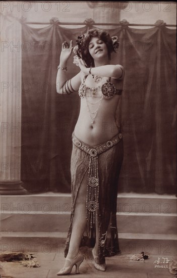 Scantily Clad Woman in Jeweled Costume, Portrait, James Andrieu, circa 1910