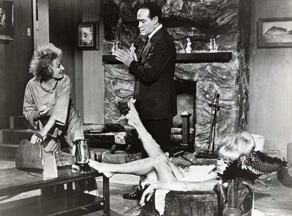 Bob Hope, Phyllis Diller and Elke Sommer on-set in the Film, "Boy, Did I Get a Wrong Number", 1966