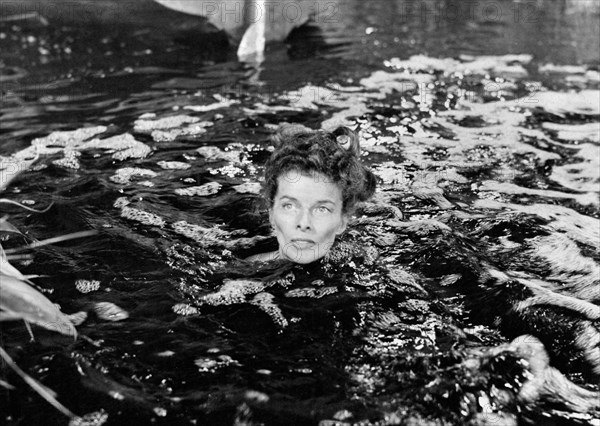 Katharine Hepburn on-set of the Film, The African Queen, 1951