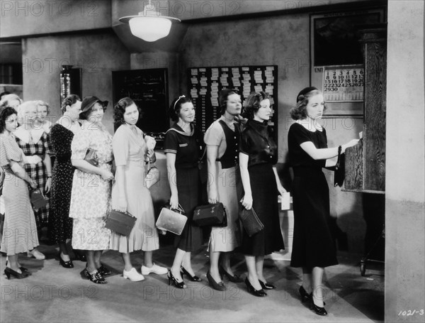 Joan Crawford and a Group of Unidentified Actresses, On-Set of the Film, Mannequin, 1937