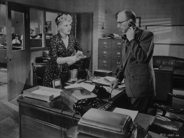 Judy Holliday and Vaughn Taylor, On-Set of the Film, It Should Happen to You, 1954