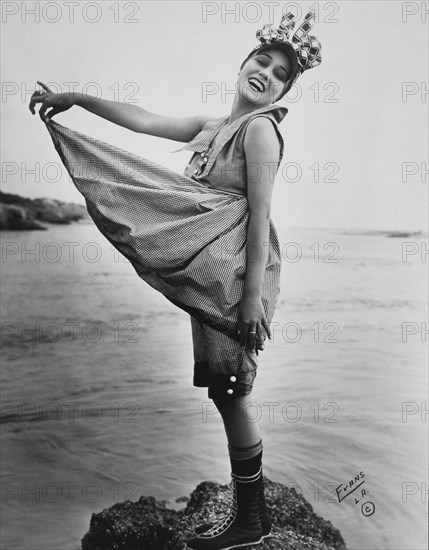 Gloria Swanson, as one of Mack Sennett's Bathing Beauties, Pin-Up Portrait for WWI Soldiers,  1917