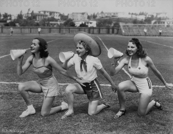 June Travis, Toddy Peterson and Suzanne Ridgeway, On-Set of the Film, Mr. Doodle Kicks Off, 1938