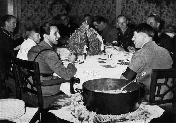 Joseph Goebbels and Adolf Hitler at the Reichs Chancellery, Berlin, Germany, 1933