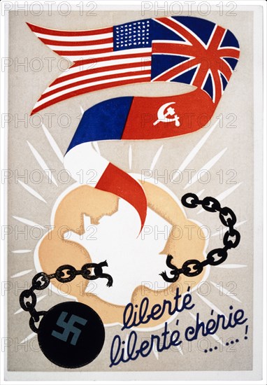 French Poster, "Liberty, Dear Liberty", World War II, 1944