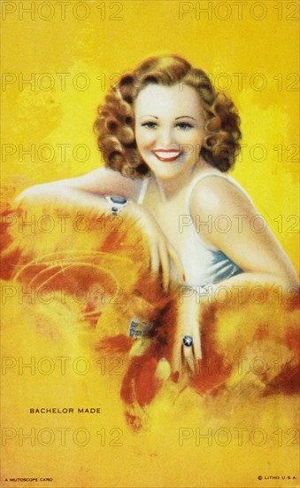 Sexy Smiling Woman, "Bachelor Made", Mutoscope Card, 1940's