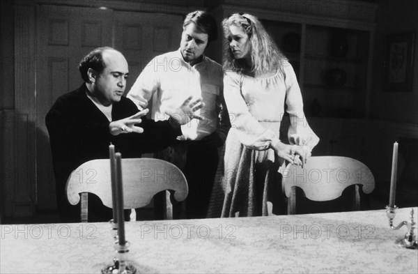 Danny Devito Directing Michael Douglas and Kathleen Turner On-Set of the Film, "The War of the Roses", 1989