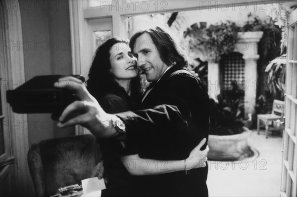 Andie MacDowell and Gerard Depardieu Close Embrace While Taking Photo, On-Set of the Film, "Green Card", 1990