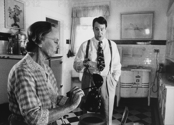 Dan Akroyd and Jessica Tandy, On-Set of the Film, "Driving Miss Daisy", 1989