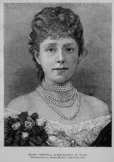 Maria Christina, Queen Regent of Spain, Portrait, Harper's Weekly, Illustration, 1885