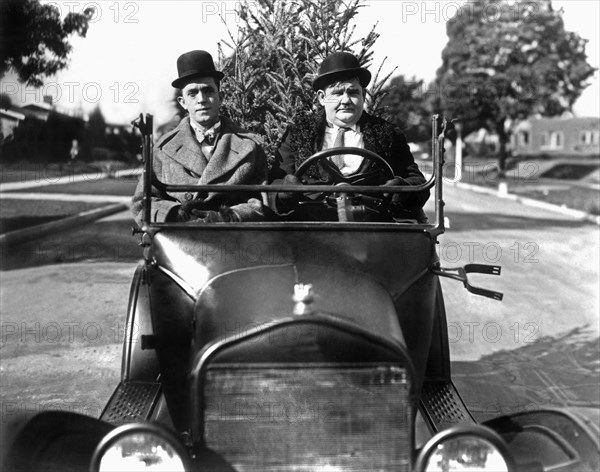 Stan Laurel, Oliver Hardy on-set of the Film, Big Business, 1929