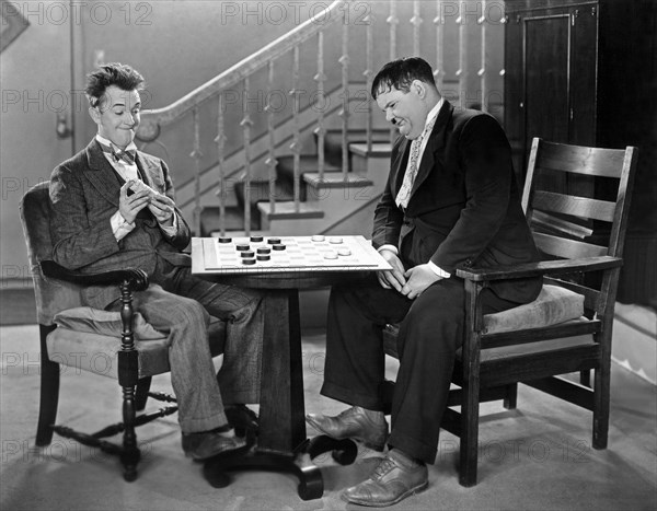 Stan Laurel and Oliver Hardy on-set of the Film, Brats, 1930