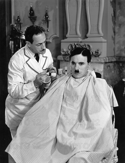 Charlie Chaplin and Leo White on-set of the Film, The Great Dictator, 1940