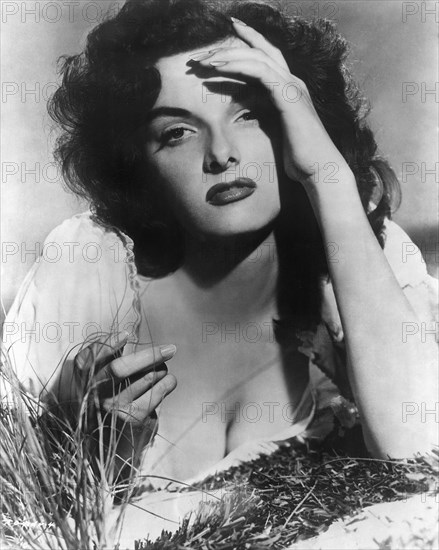 Jane Russell on-set of the Film, The Outlaw, 1943, Photo by George Hurrell