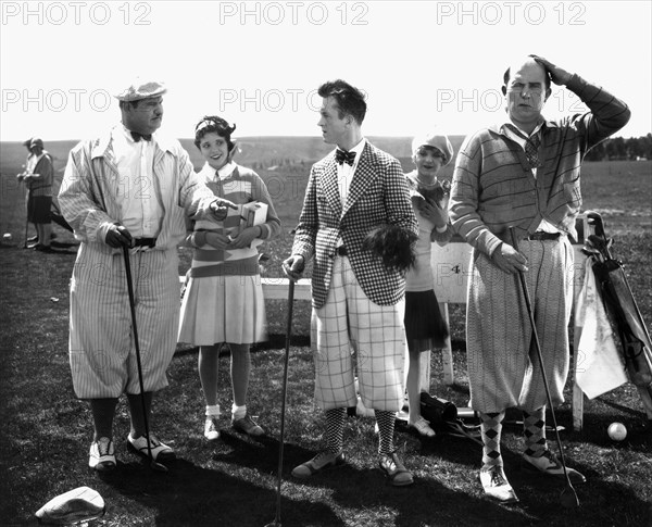 Oliver Hardy, Viola Richard, Stan Laurel, Edna Marion and Edgar Kennedy on-set of the Film, Should Married Men go Home?, 1928