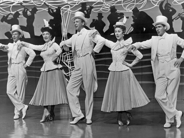 Donald O'Connor, Ethel Merman, Dan Dailey, Mitzi Gaynor and Johnny Ray on-set of the Film, "There's No Business Like Show Business", 1954, TM and Copyright (c) 20th Century-Fox Film Corp. All Rights Reserved