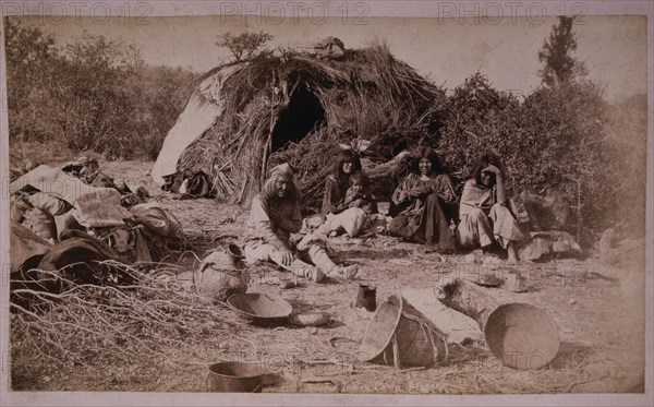 Chiricahua Apache Camp on Indian Reservation, Arizona Territory, 1886