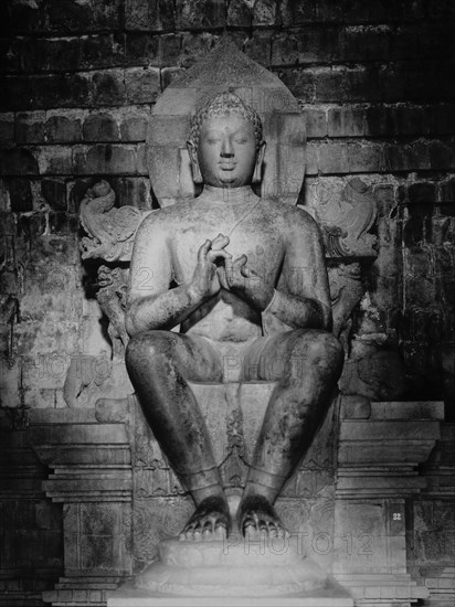 Buddha Statue, Chandi Mendut Temple, Java, Indonesia, circa 1900