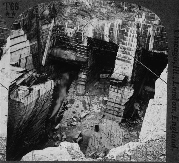 Marble Quarry, Largest Single Quarry Opening in World, Proctor, Vermont, USA, Single Image of Stereo Card, 1905