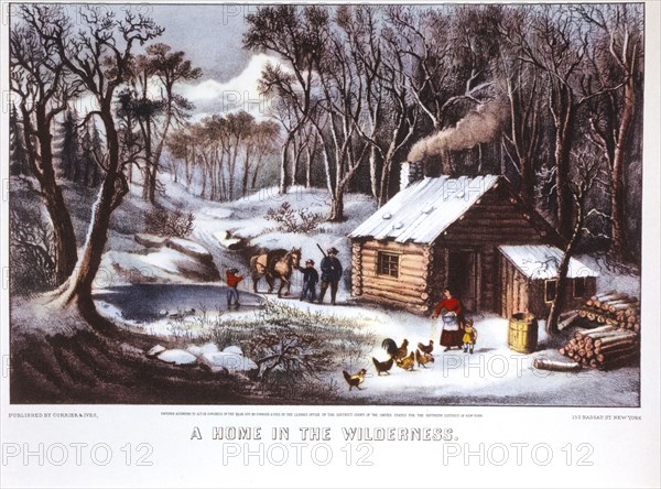 A Home in the Wilderness, Lithograph, Currier & Ives, 1870