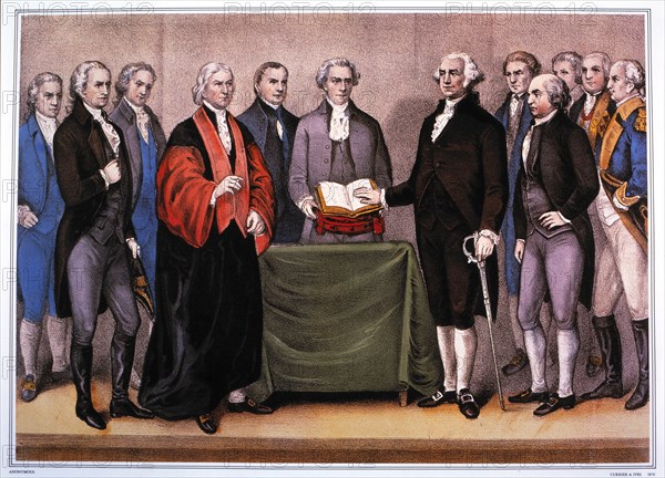 The Inauguration of George Washington, 1789, Lithograph, Currier & Ives, 1876
