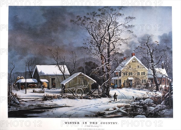 Winter in the Country, A Cold Morning, Lithograph, Currier & Ives, 1864