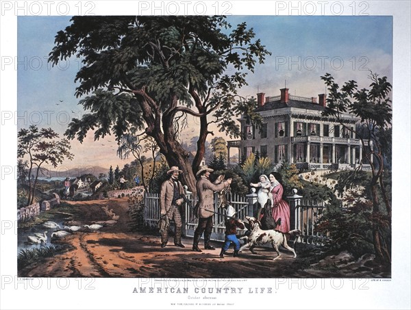 American Country Life, October Afternoon, Lithograph, Currier & Ives, 1855