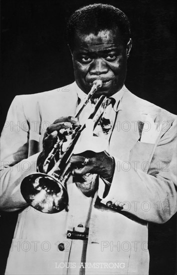 Louis Armstrong (1901-1971),  American Jazz Performer, Playing Trumpet, circa 1950's