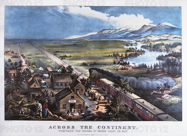 Across the Continent, Westward the Course Takes its Way, Lithograph, Currier & Ives, 1868