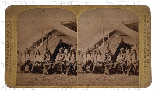 Lakota Chiefs Following their Surrender, Standing Rock Reservation, Dakota Territory, USA, Stereo Card, 1881