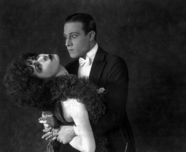 Alla Nazimova and Rudolph Valentino, on-set of the Silent Film, "Camille", Close-Up, 1921