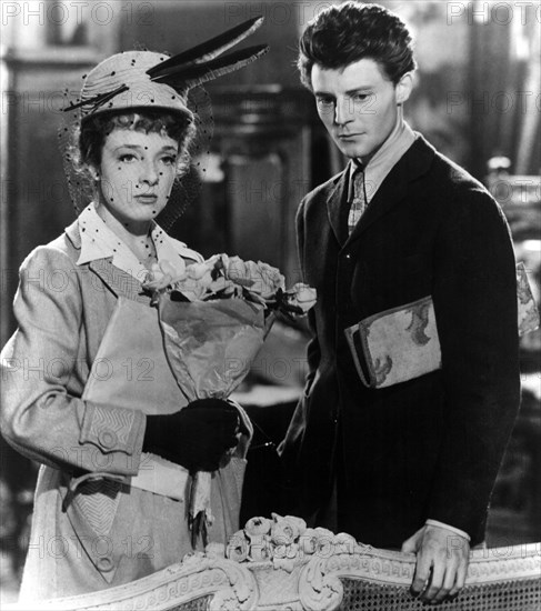 Micheline Presle and Gerard Philipe, on-set of the Film, "The Devil in the Flesh (Le Diable au Corps)",  1946