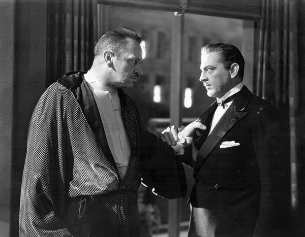 Wallace Beery and John Barrymore, on-set of the Film, "Grand Hotel" directed by Edmund Goulding, 1932