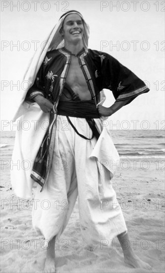 Charlton Heston, on-set of the Film, "Peer Gynt" directed by David Bradley, 1941