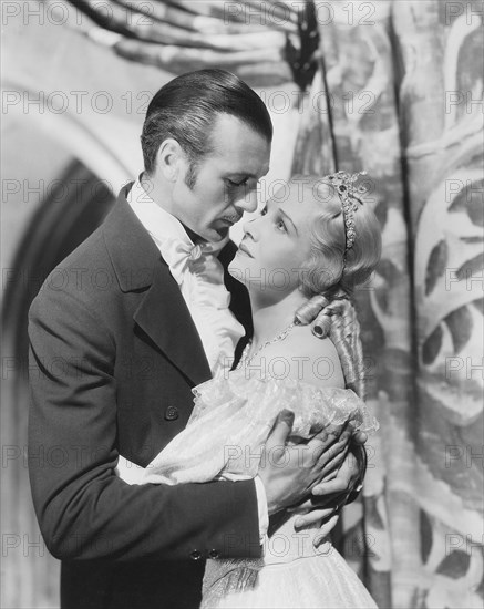 Gary Cooper and Ann Harding, on-set of the Film, "Peter Ibbetson" directed by Henry Hathaway, 1935