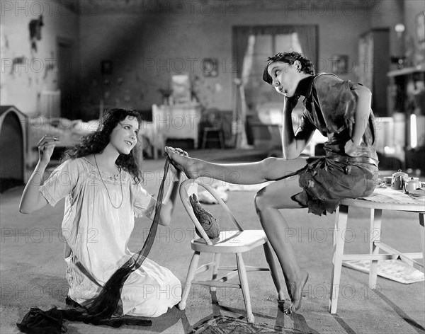 Mary Brian and Betty Bronson, on-set of the Silent Film, "Peter Pan" directed by Herbert Brenon, 1924