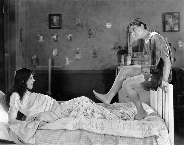 Mary Brian and Betty Bronson, on-set of the Silent Film, "Peter Pan" directed by Herbert Brenon, 1924