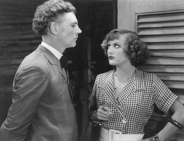 Walter Huston and Joan Crawford, on-set of the Film, "Rain" Directed by Lewis Milestone, 1932