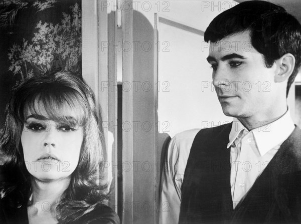 Jeanne Moreau and Anthony Perkins, on-set of the Film, "The Trial" Directed by Orson Welles, 1962