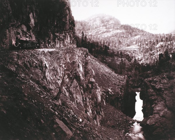 Train, Denver and Rio Grande Railroad at Canyon of Rio Las Animas, Colorado, USA, by William Henry Jackson, circa 1882