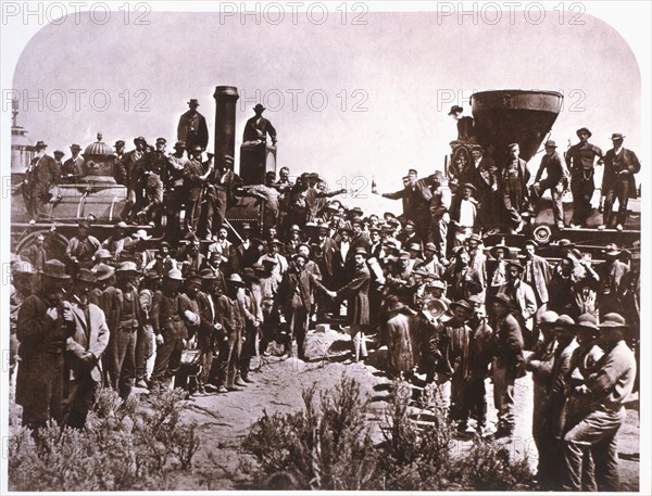 Crowd at Completion of the Trans-Continental Railroad, Pomontory, Utah, 1869
