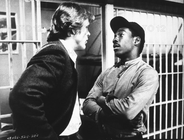 Eddie Murphy and Nick Nolte, on-set of the Film, "48 Hrs.", 1982