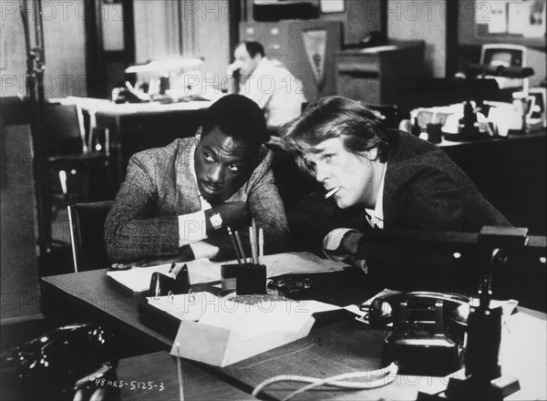 Eddie Murphy and Nick Nolte, on-set of the Film, "48 Hrs.", 1982